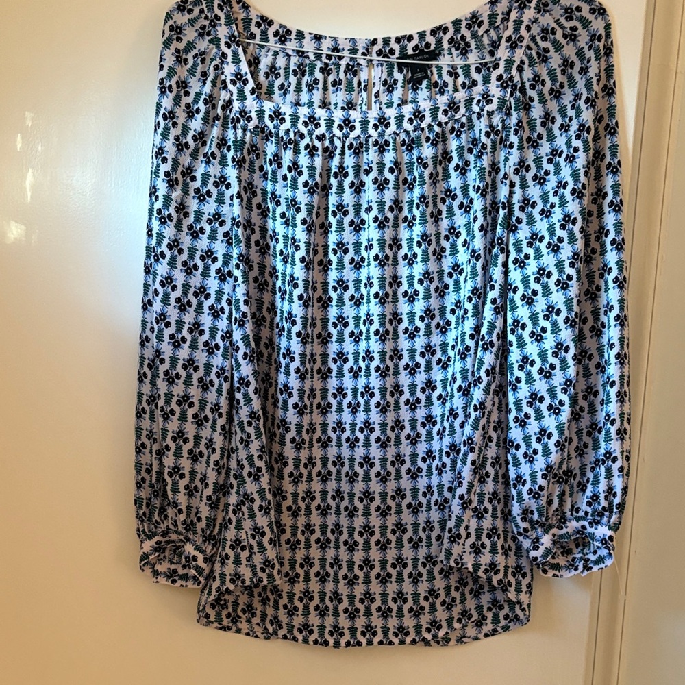 Ann Taylor Floral Block Print Women's Top